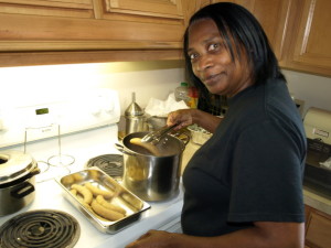 Bananas from the garden in boil on the stove top